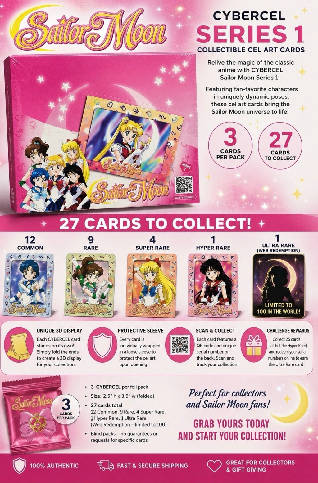 Sailor Moon Series 1 Cybercel 3D Cel Art Collectible Display