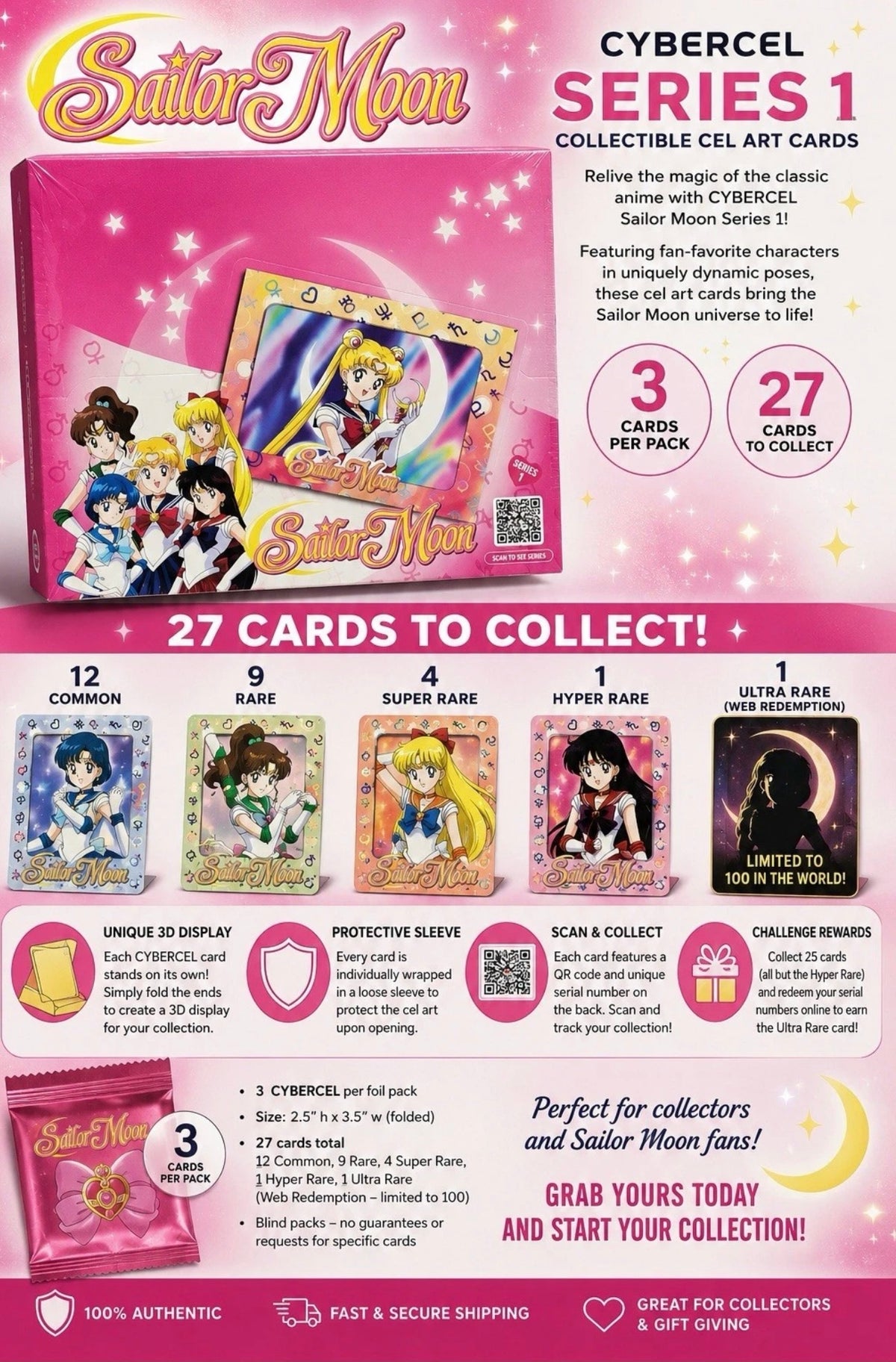Sailor Moon Series 1 Cybercel 3D Cel Art Collectible Display